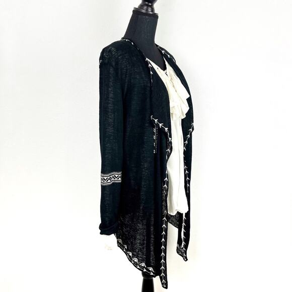 Haute Project Cardigan Asymmetrical Lightweight Boho Black Large - Picture 3 of 8